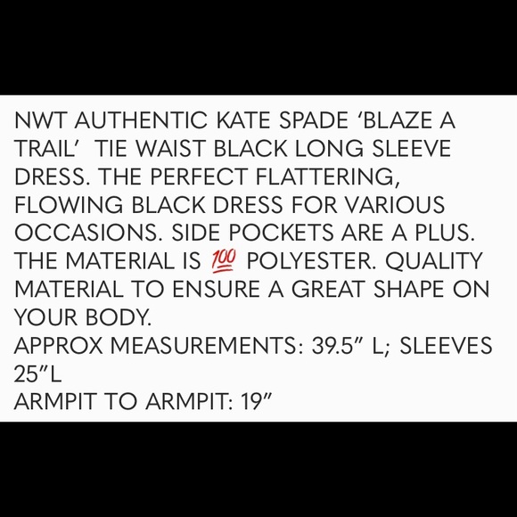 🆕﻿Kate Spade Tie Waist Dress, NWT✨Size 14, black - Picture 11 of 14